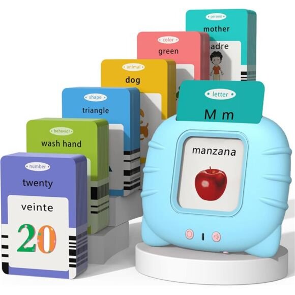 Spanish & English Talking Flash Cards for Toddlers 1 2 3 4 5 6, Audible Toys - Picture 1 of 7